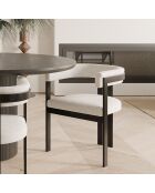 Chaise Grace Bouclette pieds Noirs blanche - 74x59x54 cm