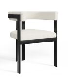 Chaise Grace Bouclette pieds Noirs blanche - 74x59x54 cm