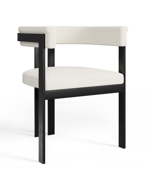Chaise Grace Bouclette pieds Noirs blanche - 74x59x54 cm