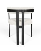 Chaise Grace Bouclette pieds Noirs blanche - 74x59x54 cm