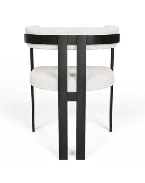 Chaise Grace Bouclette pieds Noirs blanche - 74x59x54 cm