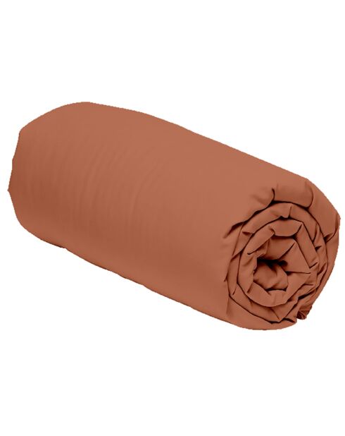 Drap housse en percale de coton bonnet 30 cm - terracota