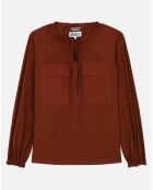 Blouse fluide à poches poitrine bourbon