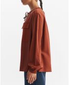 Blouse fluide à poches poitrine bourbon