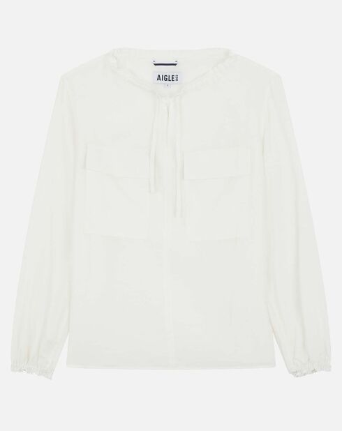 Blouse fluide à poches poitrine lait