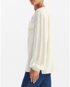 Blouse fluide à poches poitrine lait