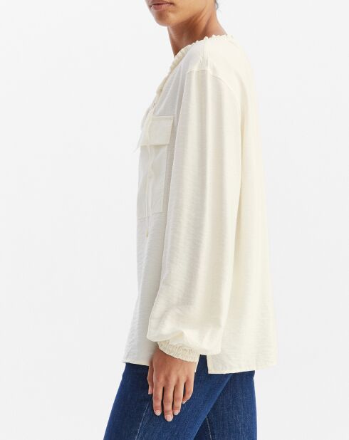 Blouse fluide à poches poitrine lait