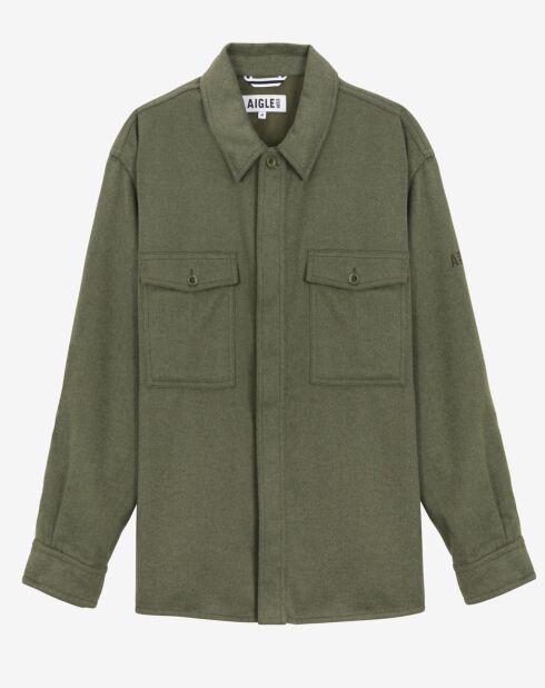 Surchemise en Laine mélangée olivine