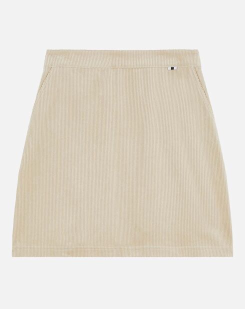 Jupe trapèze en Velours côtelé 100% Coton sable