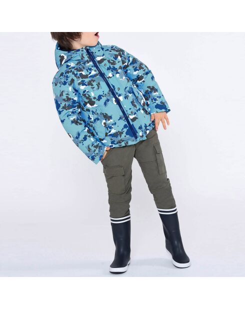 Doudoune à capuche imprimée camouflage empire blue