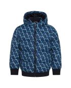 Doudoune à capuche imprimée bleu foncé