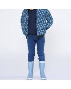 Doudoune à capuche imprimée bleu foncé