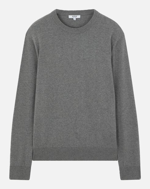 Pull 100% Coton heather grey
