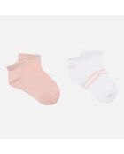 2 Paires de chaussettes 100% Coton rose pastel/blanc