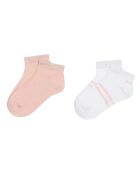 2 Paires de chaussettes 100% Coton rose pastel/blanc