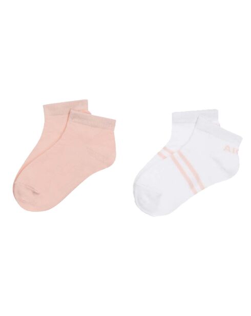 2 Paires de chaussettes 100% Coton rose pastel/blanc