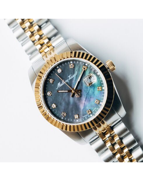 Montre Femme Quartz en Acier Mathy III MOP argenté/doré