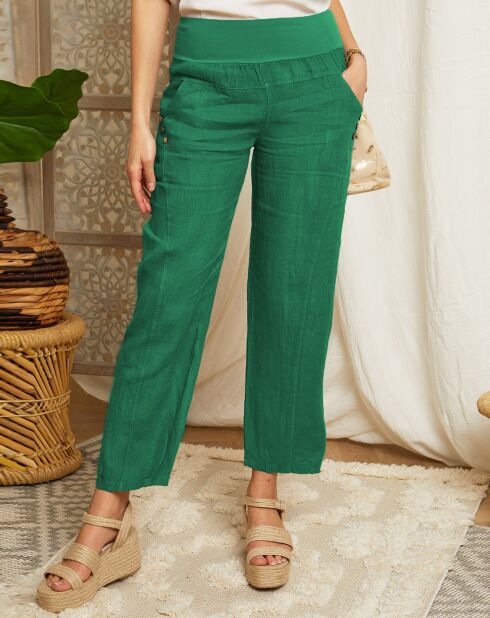 Gucci groene Maxine broek van 100% linnen