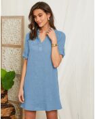 Robe 100% Lin Halia indigo