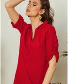 Robe 100% Lin Halia rouge