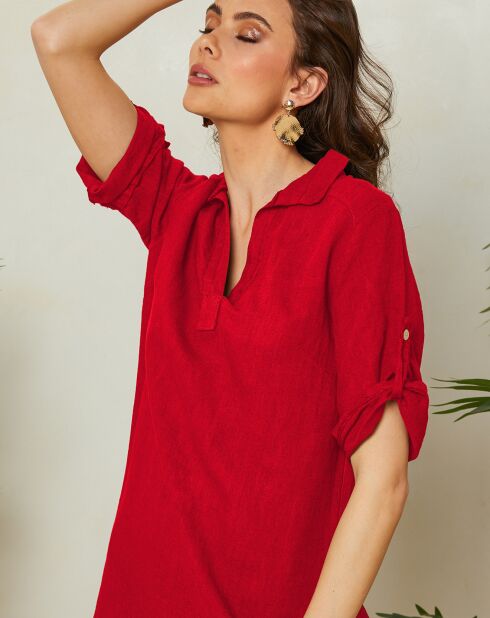 Robe 100% Lin Halia rouge