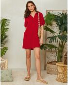 Robe 100% Lin Halia rouge
