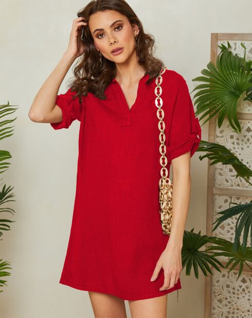 Robe 100% Lin Halia rouge