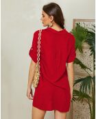 Robe 100% Lin Halia rouge