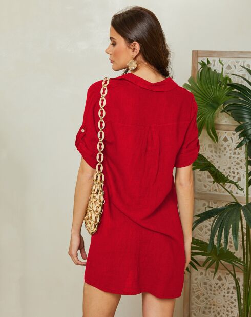 Robe 100% Lin Halia rouge