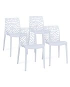 4 Chaises de jardin empilables Dahlia blanches - 45.5x52.5x81.5 cm