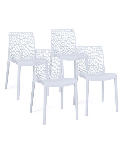 4 Chaises de jardin empilables Dahlia blanches - 45.5x52.5x81.5 cm