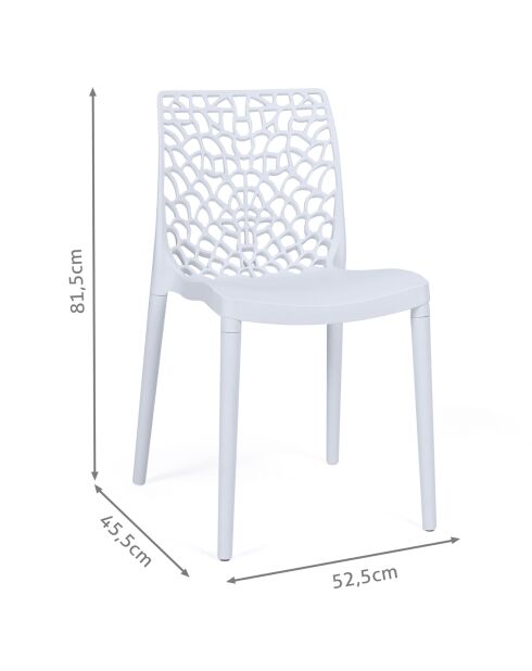 4 Chaises de jardin empilables Dahlia blanches - 45.5x52.5x81.5 cm