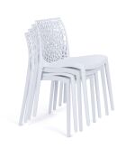 4 Chaises de jardin empilables Dahlia blanches - 45.5x52.5x81.5 cm