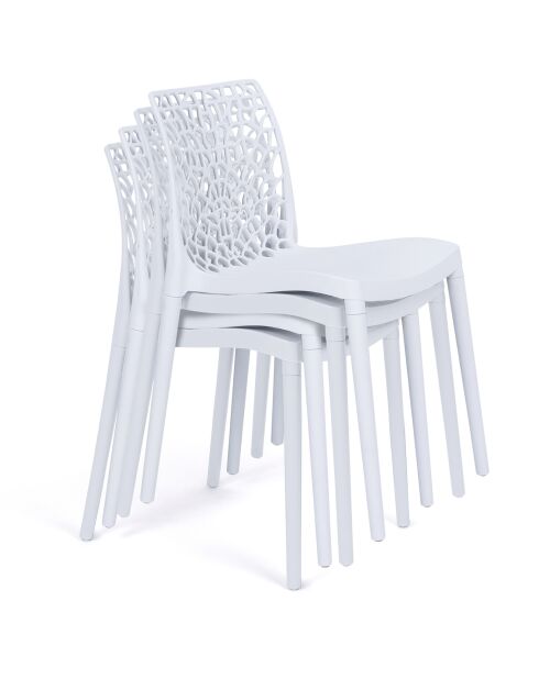 4 Chaises de jardin empilables Dahlia blanches - 45.5x52.5x81.5 cm