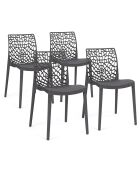 4 Chaises de jardin empilables Dahlia gris anthracite  - 45.5x52.5x81.5 cm