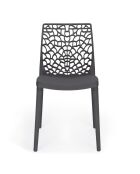 4 Chaises de jardin empilables Dahlia gris anthracite  - 45.5x52.5x81.5 cm