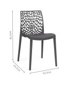 4 Chaises de jardin empilables Dahlia gris anthracite  - 45.5x52.5x81.5 cm