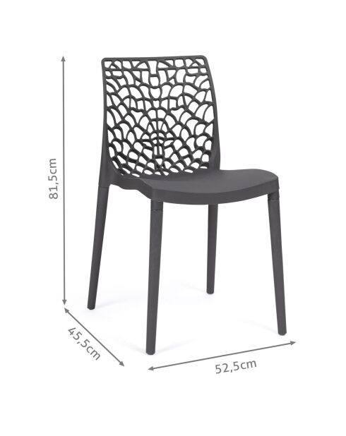 4 Chaises de jardin empilables Dahlia gris anthracite  - 45.5x52.5x81.5 cm