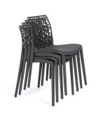 4 Chaises de jardin empilables Dahlia gris anthracite  - 45.5x52.5x81.5 cm