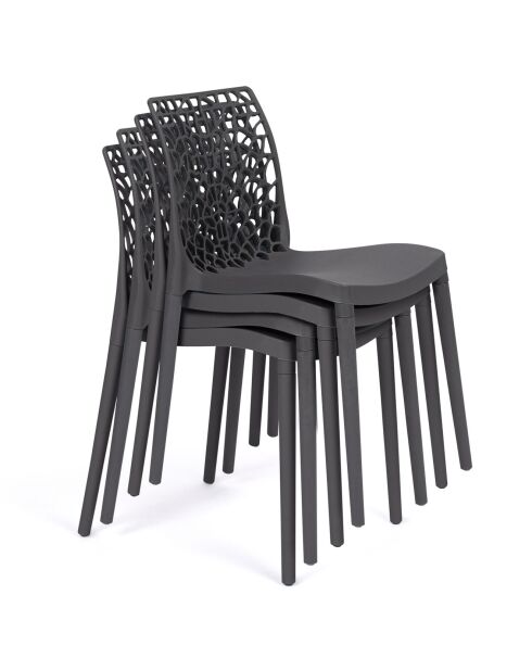 4 Chaises de jardin empilables Dahlia gris anthracite  - 45.5x52.5x81.5 cm