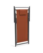 2 Chiliennes en métal et toile gris anthracite / terracotta - 102x61x82 cm