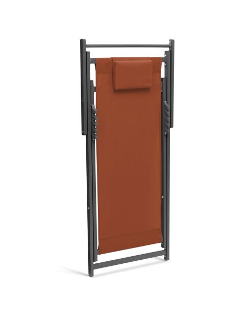 2 Chiliennes en métal et toile gris anthracite / terracotta - 102x61x82 cm