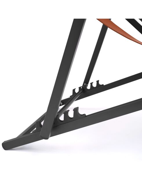 2 Chiliennes en métal et toile gris anthracite / terracotta - 102x61x82 cm