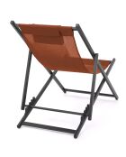 2 Chiliennes en métal et toile gris anthracite / terracotta - 102x61x82 cm