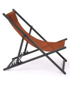 2 Chiliennes en métal et toile gris anthracite / terracotta - 102x61x82 cm