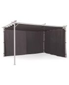 2 Rideaux universels pour pergola gris avec tringle 4m gris