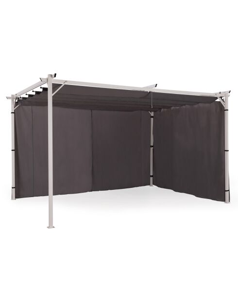 2 Rideaux universels pour pergola gris avec tringle 4m gris