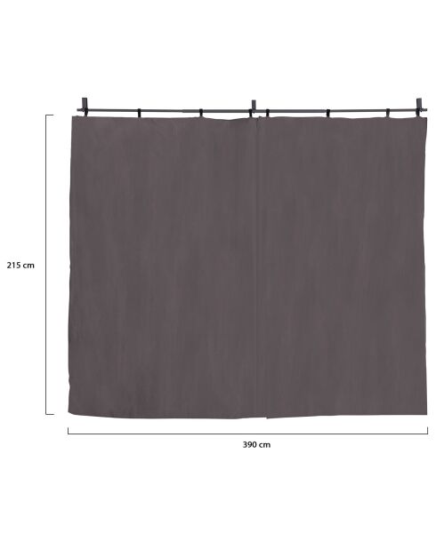 2 Rideaux universels pour pergola gris avec tringle 4m gris