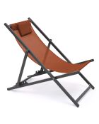 2 Chiliennes en métal et toile gris anthracite / terracotta - 102x61x82 cm