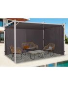 2 Rideaux universels pour pergola gris avec tringle 4m gris
